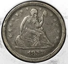 1857 Philadelphia Mint Silver Seated Liberty Quarter