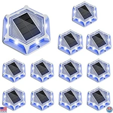 12 Pack Solar Driveway Lights Waterproof LED Marker Lights for Pathway Yard
