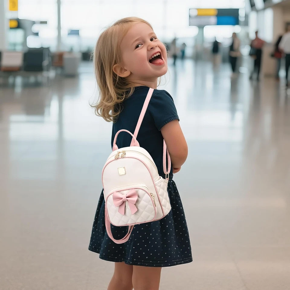 Mini Backpack for Girls Cute Bow Backpack Leather Small Backpack Purse for Women - Image 2 of 4