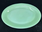 Fire King Jadeite Oven Glass Jane Ray 12" x 9" Oval Plate Anchor Hocking Crack