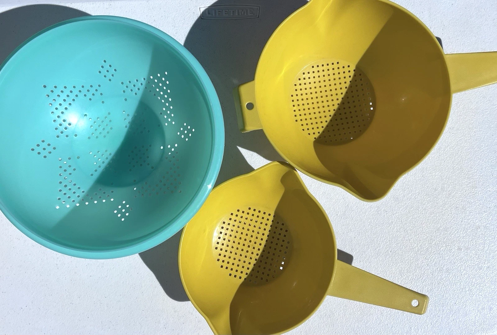 Lot 3 Sizes Tupperware Colander Strainers 1 Jadeite Green/2 Lemon Yellow Vintage