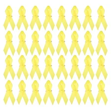 Ribbon Pins, 100Pcs Yellow Awareness Ribbon Satin with Safety Pins