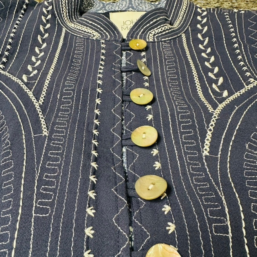 JOHN MARK Blue Embroidered Button Jacket Women's … - image 7