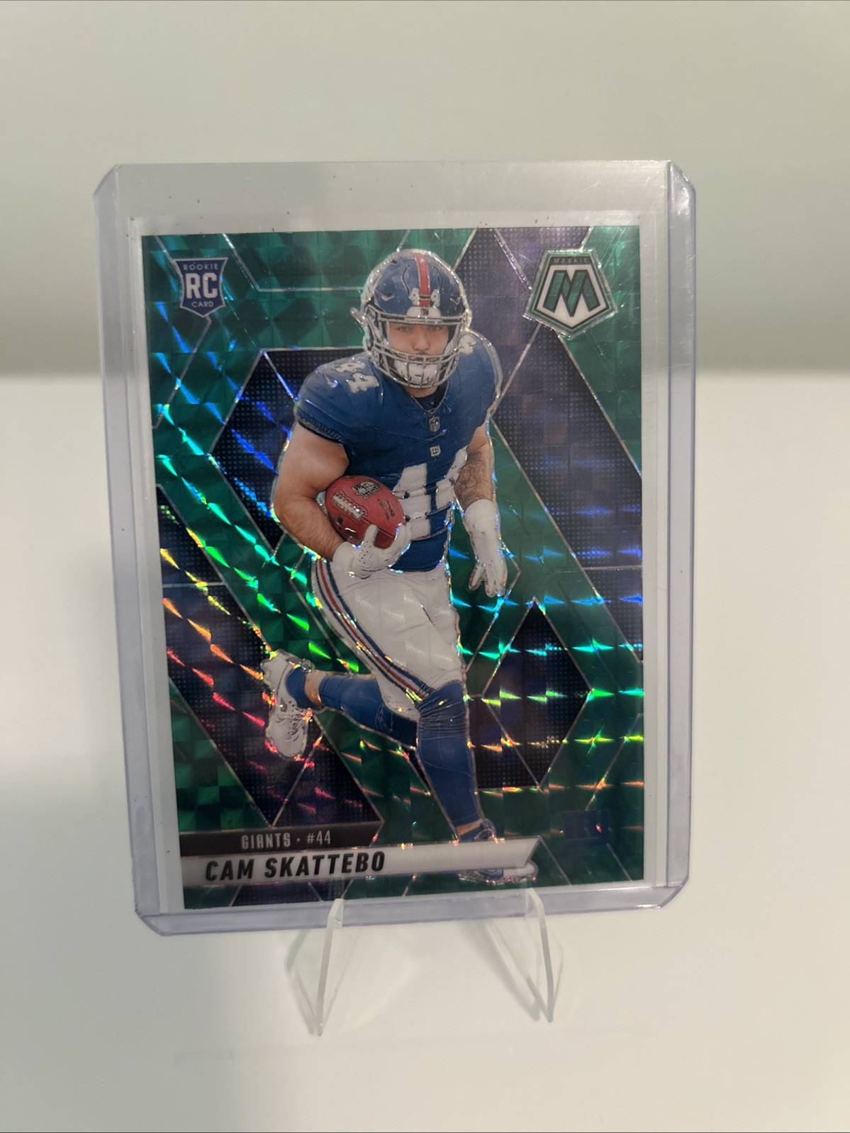 2025 Panini Mosaic Cam Skattebo RC #305 Mosaic Green Prizm SP New York Giants