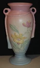 ANTIQUE HULL POTTERY BLUE PINK MAGNOLIA VASE 21 - 12 1/2"