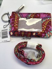 NWT Vera Bradley Zip ID case  Lanyard SET RESORT MEDALLION Coin Purse Key Ring