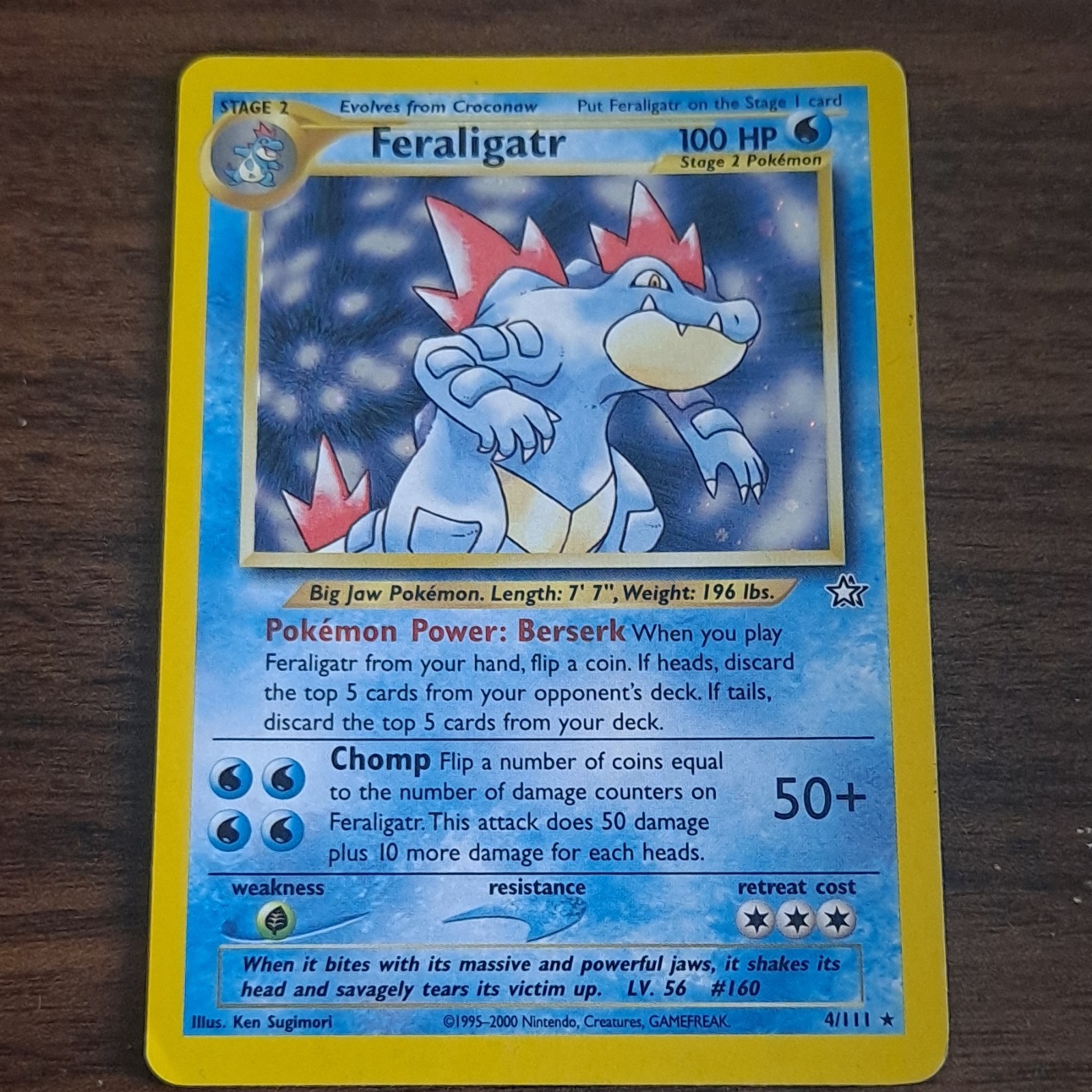 Pokemon Feraligatr 4/111 Neo Genesis Holo Rare Unlimited English 2000 HP 100