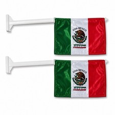 Pair Mexican Car Window Flags 7x9 Made in Mexico Viva Mexico Auto Hood Set
