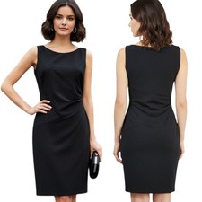 KENNETH COLE Ruched Sleeveless Little Black Dress - Size 10P
