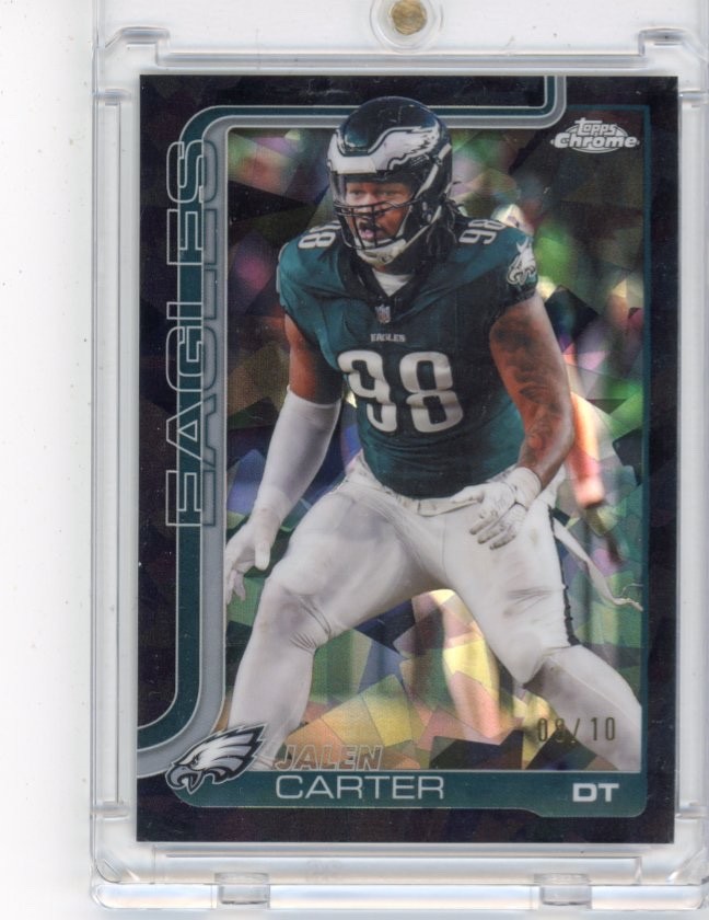 Jalen Carter Black /10: 🦅 2025 Topps Chrome Sapphire Football. Eagles DT! 🔥