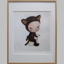 Nara Yoshitomo Harmless Kitty litografia limitata incorniciata pop art