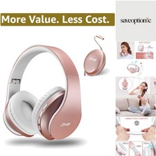 Bluetooth Headphones Over-Ear, Foldable Wireless and Wired Stereo Headset Mic...