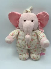 Prestige Musical Stuffed Plush Pink Flower Floral Elephant Crib Pull Toy Lullaby