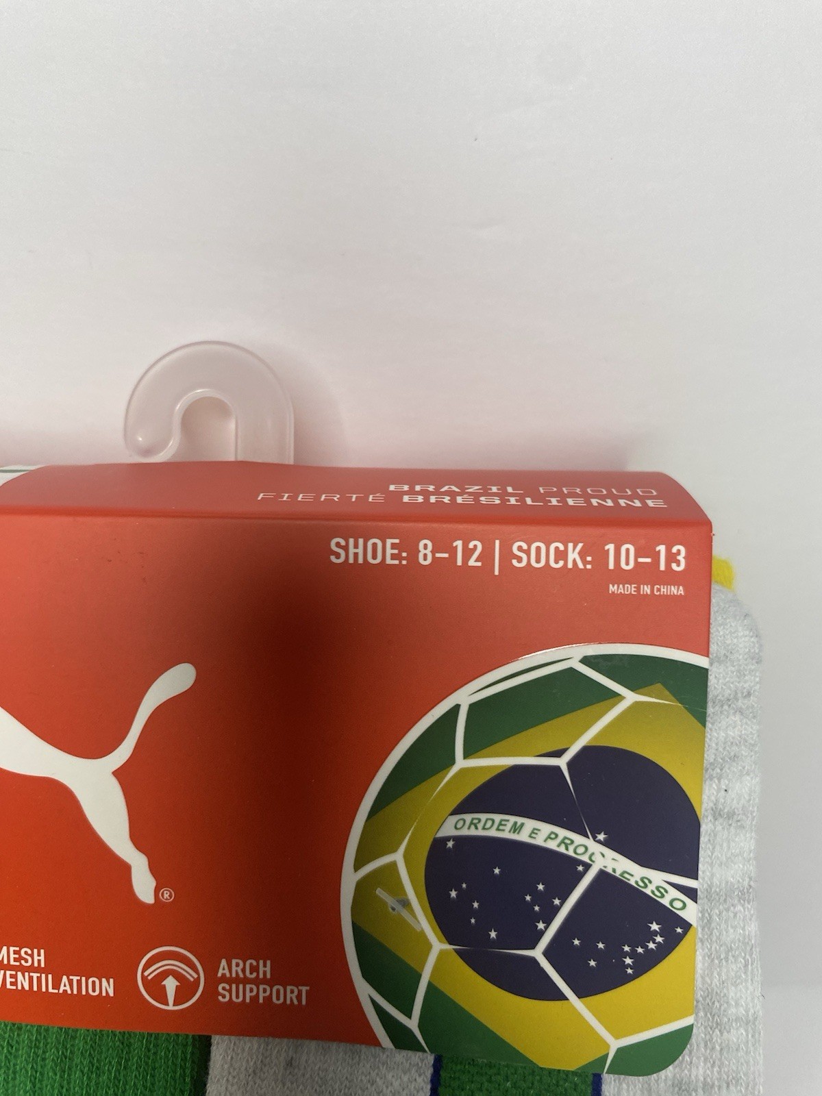 6 Pair PUMA Men's Crew Socks Brasil Soccer (Brazil) Shoe Size 8-12 NWT thumbnail 5