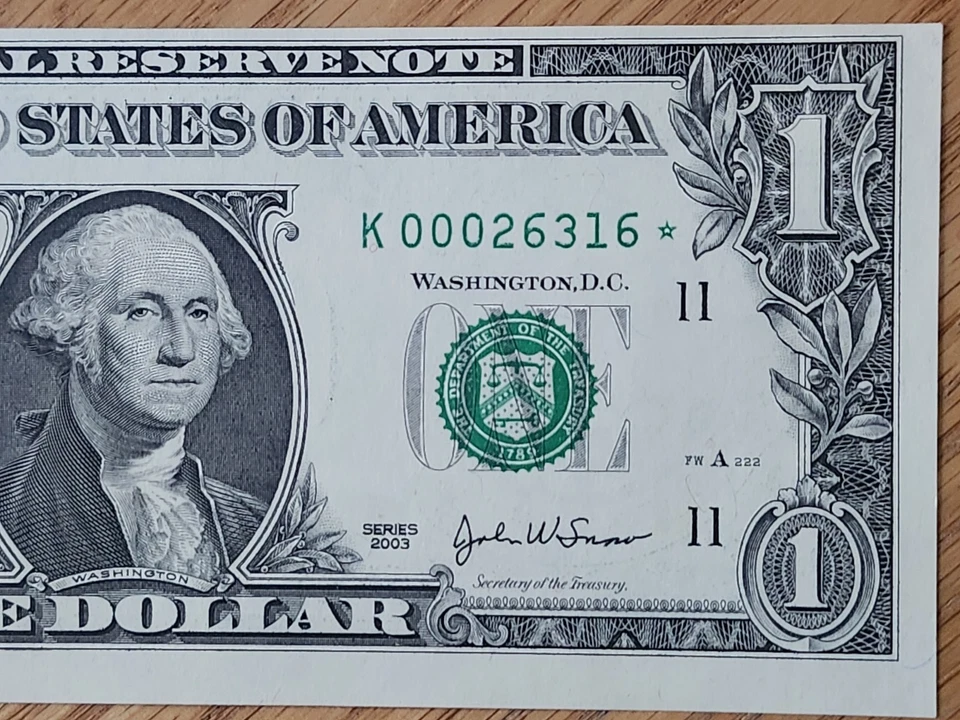 2003 $1 "STAR NOTE" DALLAS DISTRICT UNC/GEM K00026316* 000 START - Image 4 of 4