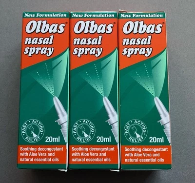 3x Olbas Nasal Spray Decongestant - For The Relief of Blocked Noses - 20ml