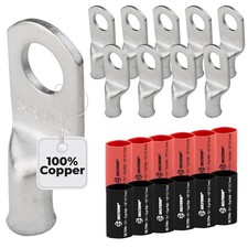 SELTERM 10pcs 8 Awg 5/16" Stud Wide Battery Lugs Ring Terminal Connectors w...