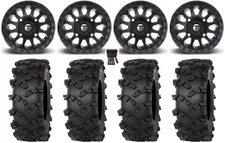 Fuel Vector 14" Wheels Black 30" Outlaw M/T Tires Polaris RZR XP 1000 / PRO XP