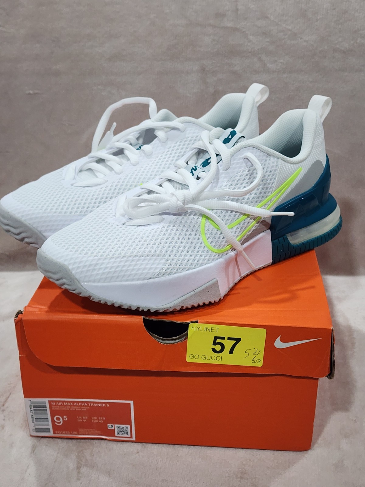 Nike Air Max Alpha Trainer 6 Light Smoke Grey Volt Mens Size 9.5 FQ1833 006