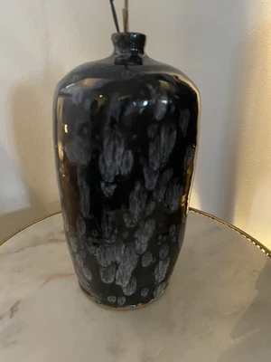 Keramik Deko Vase Schwarz Skandi Impressionen Kunst Modern Muster Shabby - Bild 1 von 4