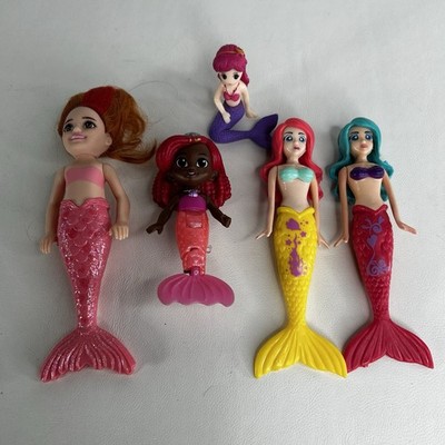 Lot of 5 Mermaids Figures Dolls Toys - Rubber - Pool / Bath Toy - READ