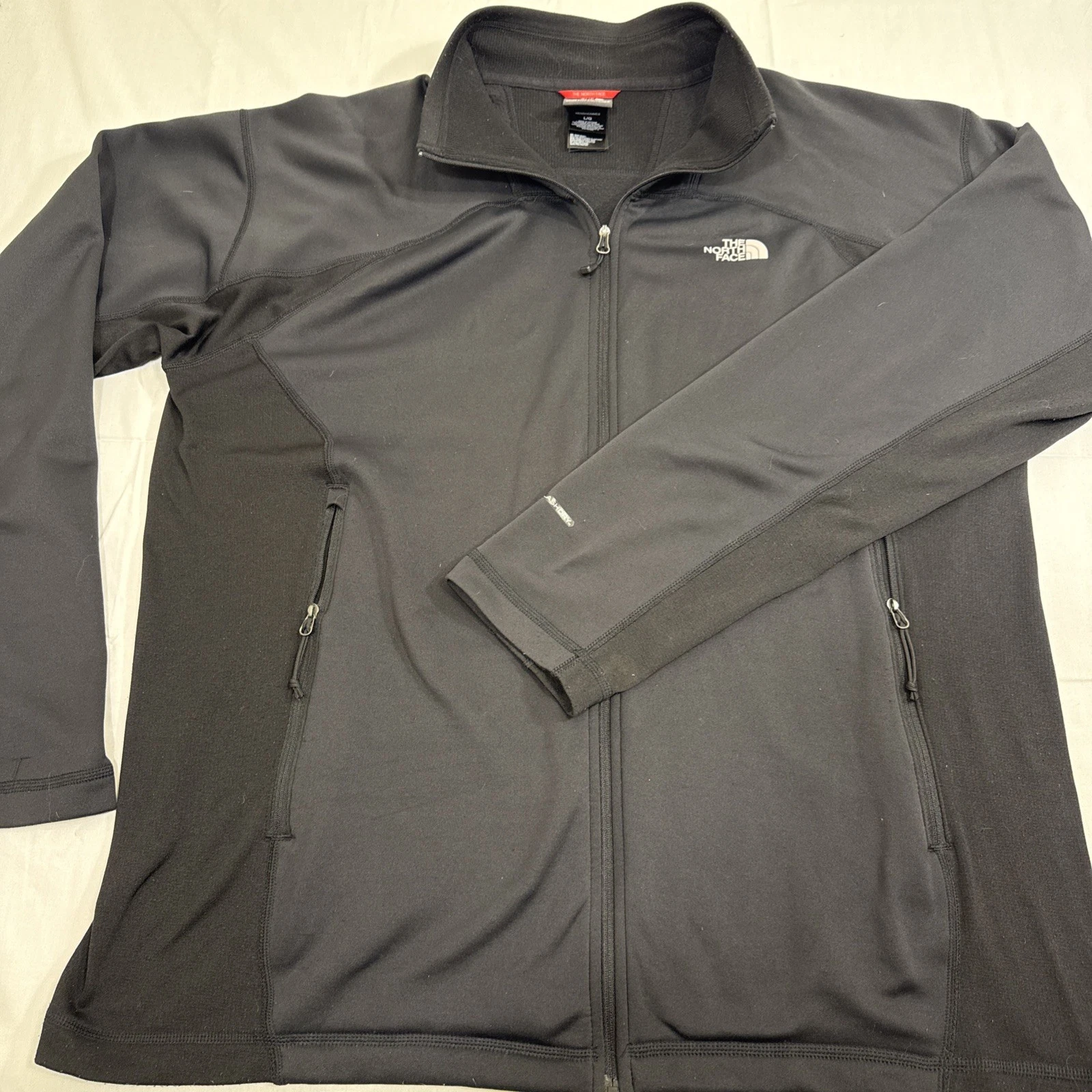 JACKET North Face Men's Large Soft Shell Windwall Black Lined Full Zip