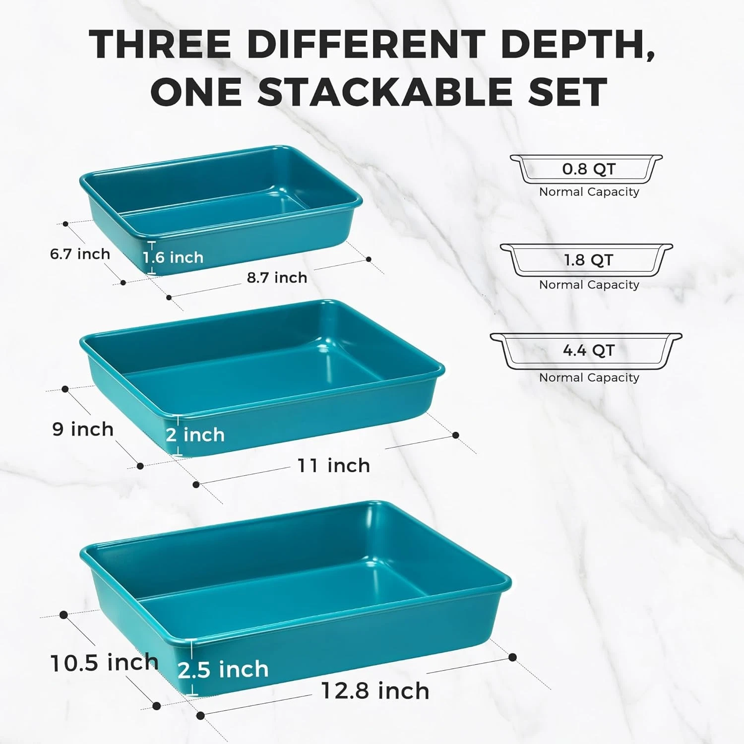 Deep Baking Pans Set Nonstick 3 Pack Large Rectangular Sheet Cake Pans 13/11/9In
Opens in a new wind