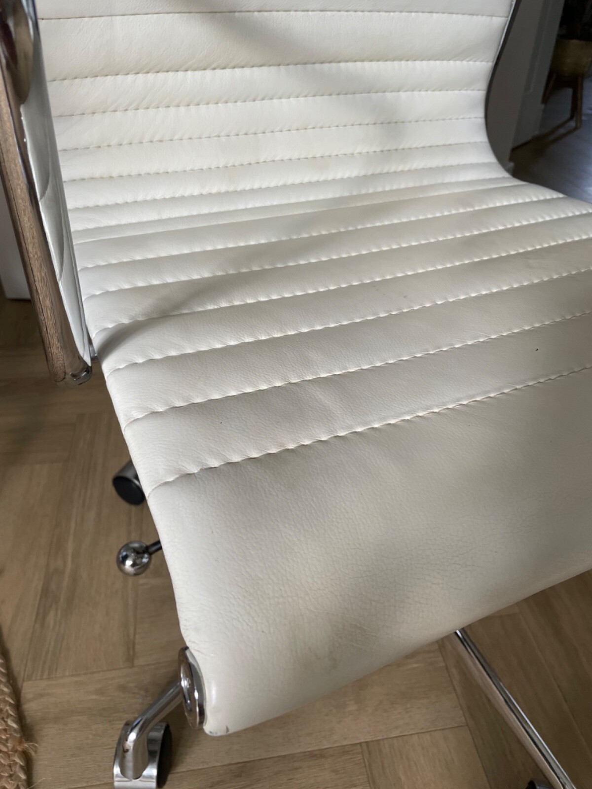 Eames style white leather office swivel chair eBay