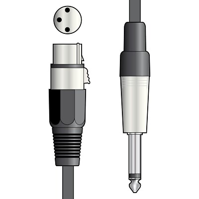 QTX Essential Mikrofonkabel XLR-Buchse - 6,3 mm Mono Klinkenstecker, 12,0 m Leitung