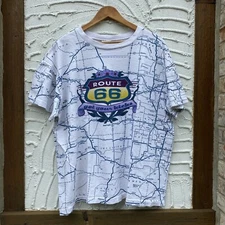 Vintage Route 66 T-Shirt — Graphic Print / Map — Size 1X / XL — Unique and Rare