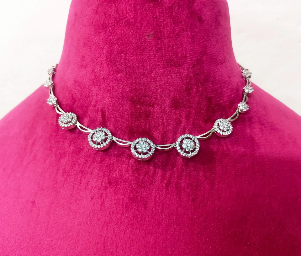 Pendientes gargantilla blanca nupcial india circonita cúbica boda mujer dama de honor regalo fiesta ropa Foto 4 de 4