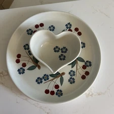 Chaparral Pottery USA Chip & Dip Platter Cherries EUC