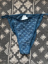VINTAGE Turquoise Knit Mesh Hi-Cut String Bikini 1990s PANTY NWT Size 5 / S