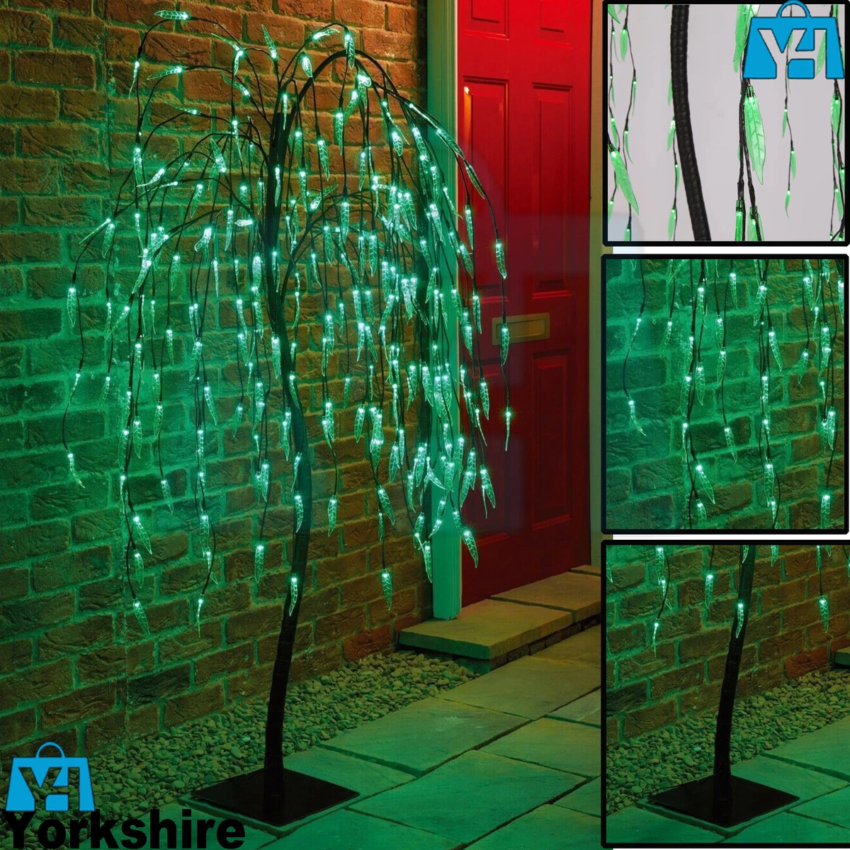 5Ft Weeping Willow Tree 240 Green LED Lights Christmas Decor Indoor Outdoor 2023