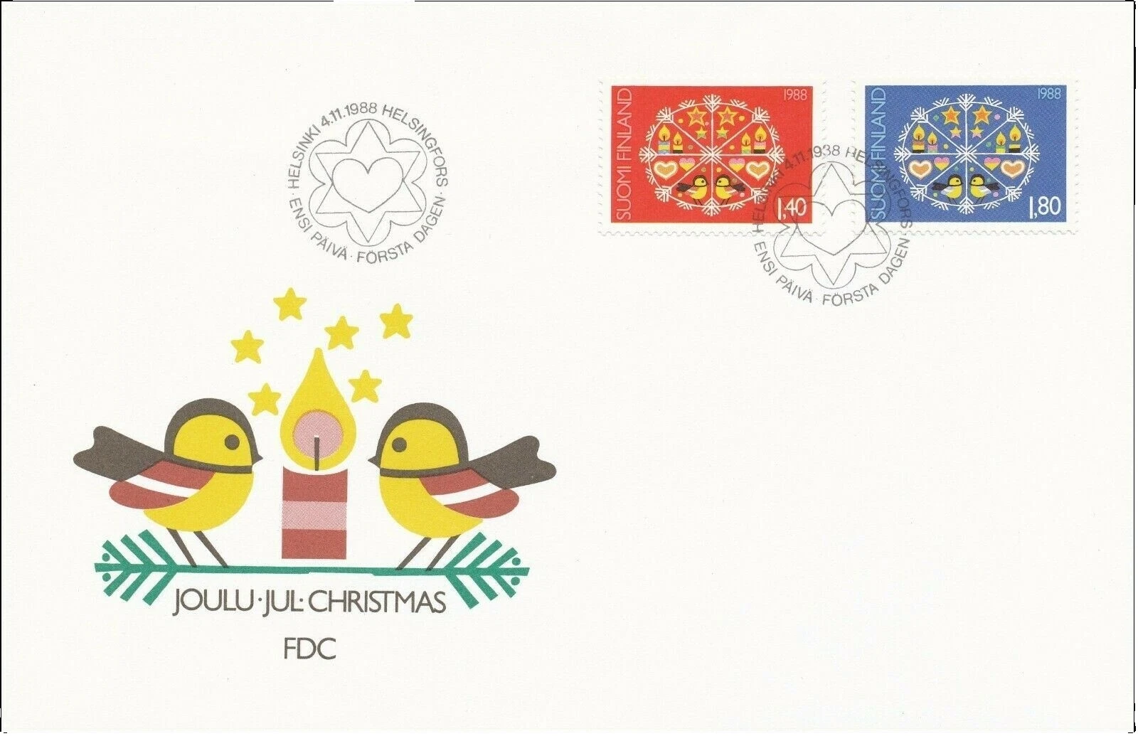 First Day of Issue Finnish Seasonal, Christmas Stamps