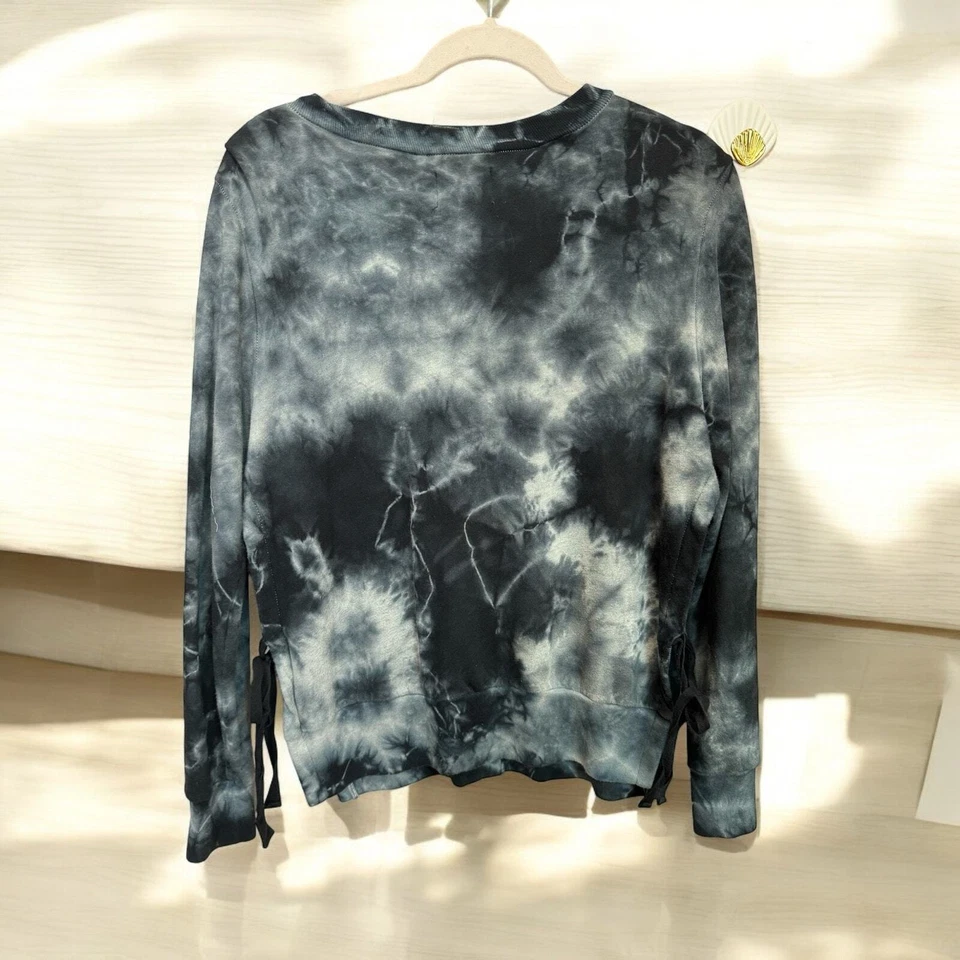 PAM & GELA Side Split Black Gray Tie Dye Sweatshirt Size Medium - Image 3 of 4