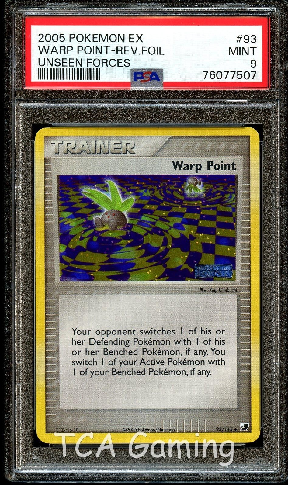 PSA 9 MINT Warp Point 93/115 EX Unseen Forces REVERSE HOLO Pokemon Card 507