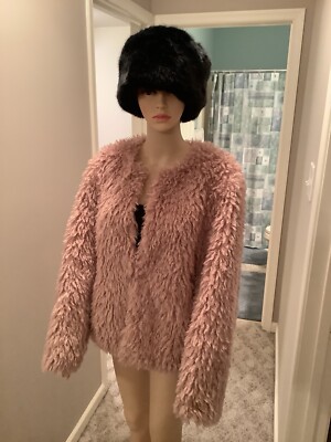 APT PINK FAUX FUR SHERPA GLAM FURRY RAVE CHUBBY JACKET SIZE