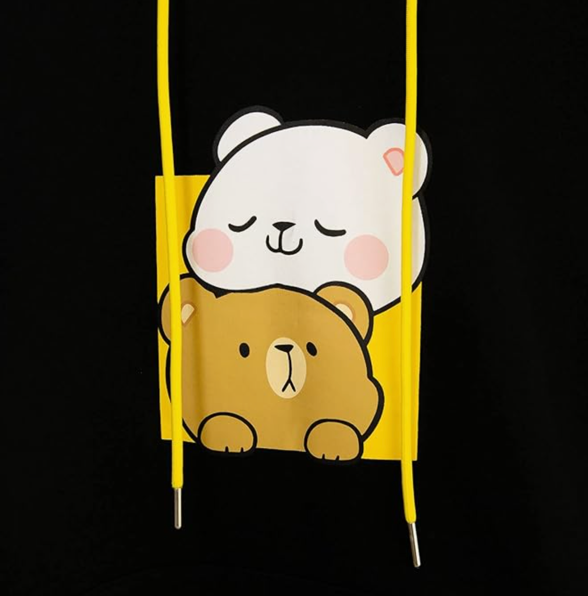 Milk Mocha Bear Smooch Snuggle Black Yellow Hoodie Size XS