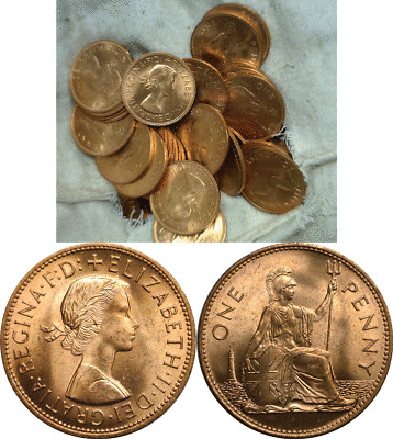 1965 Great Britain Large Penny 50 Coin Lot Uncirculated KM# 897