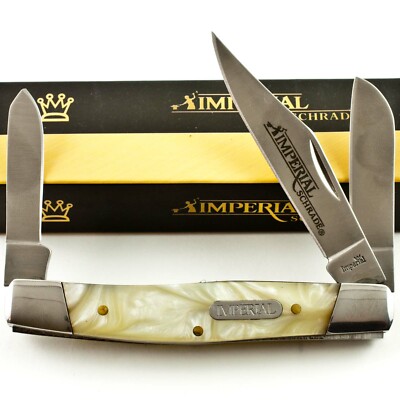 Schrade Imperial Cracked Ice Celluloid Handles Stockman Pocket Knife IMP14L