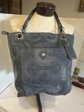 COACH LOGO TOTE WITH BLUE PATENT LEATHER