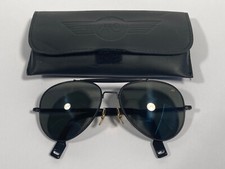 VTG Amercian Optical USA Black Matte Metal Glass Lens Pilot Aviator Sunglasses