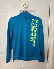 Under Armour Blue Long Sleeve Hooded Top, Youth Large