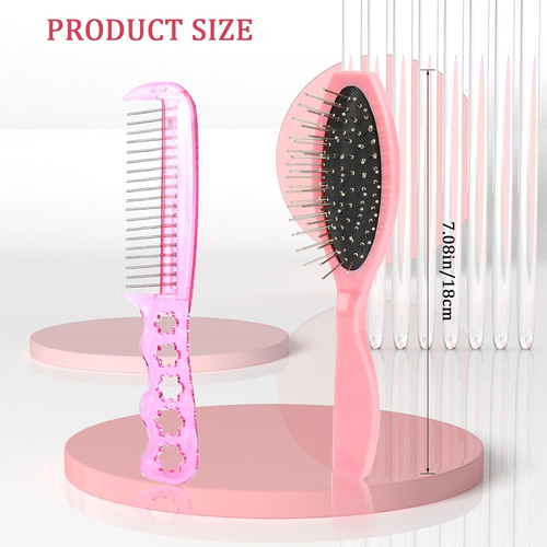 2 PCS Wig Brush Set - Stainless Steel Metal Bristle Comb and Cushion Detangling - Picture 4 of 12