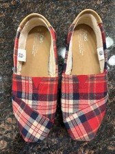 TOMS Women s Size 9 Flannel Plaid Fur Lined Slip On Shoes