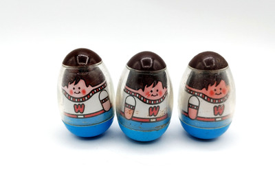 Hasbro Vintage 1973 Weeble Wobbles Lot of 3 Figures  Brown Hair Boy