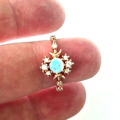 Vintage Rose Gold Plated Simulated Opal CZ Gems Cocktail Ring sz 5