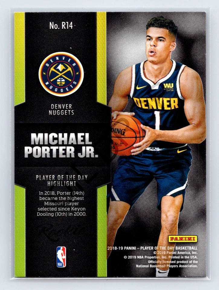 2018-19 Panini Player of the Day - Rookies Michael Porter Jr. #R14 (RC) - Image 2 of 2