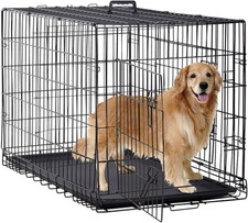 Portable Dog Cage for Large Breeds,Double Doors,Secure Slide-Bolt Latches,48"